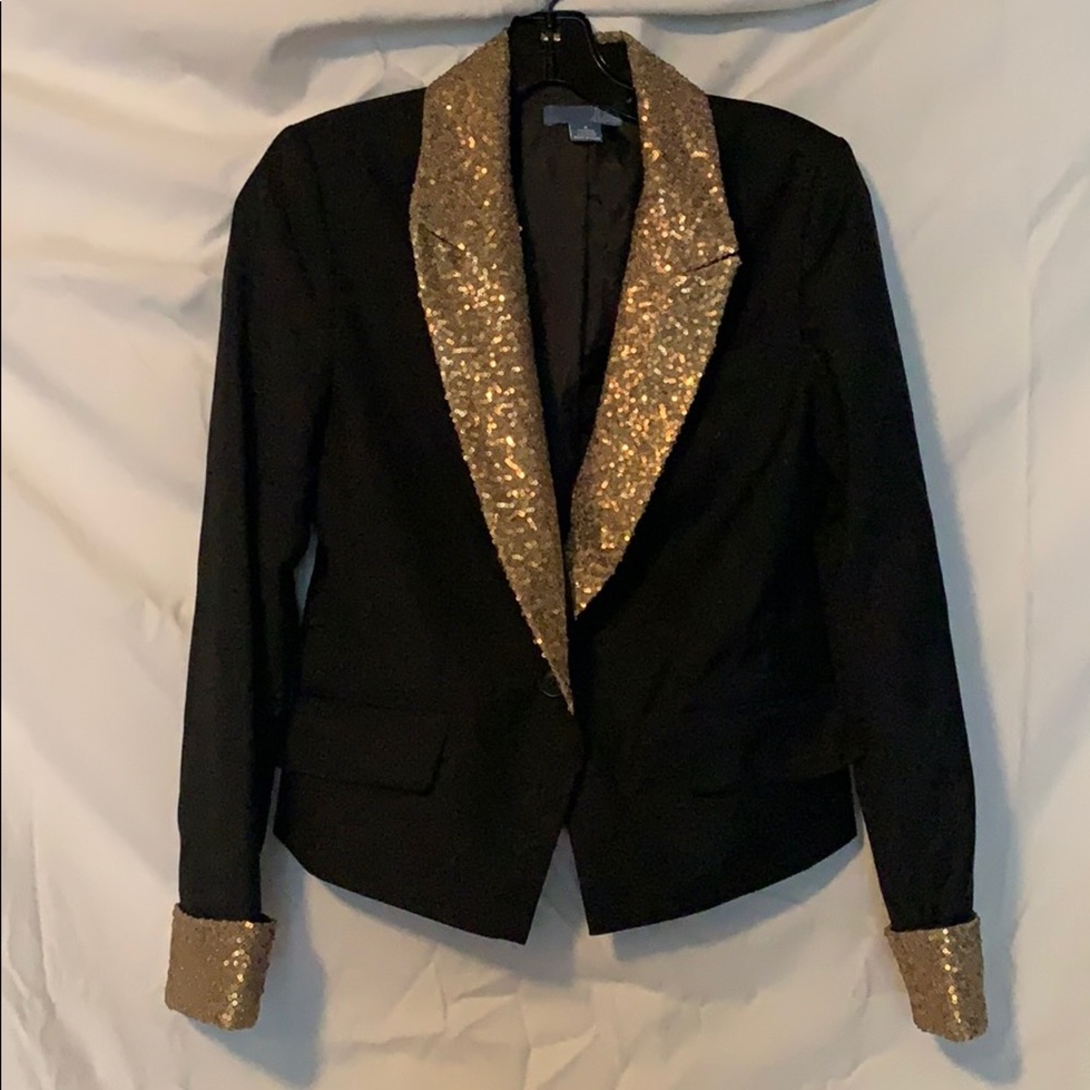 Anthropologie Gold Sequined Blazer